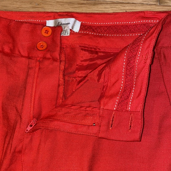 Anthropologie Elevenses Brenton Straight Leg Linen Blend coral red work pants 4 - Picture 5 of 15